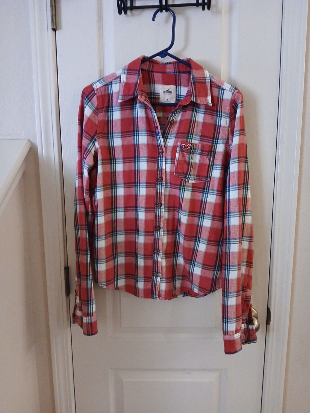 Y2K Vintage Hollister Tartan Plaid Flannel Button Up Shirt M Preppy Grunge